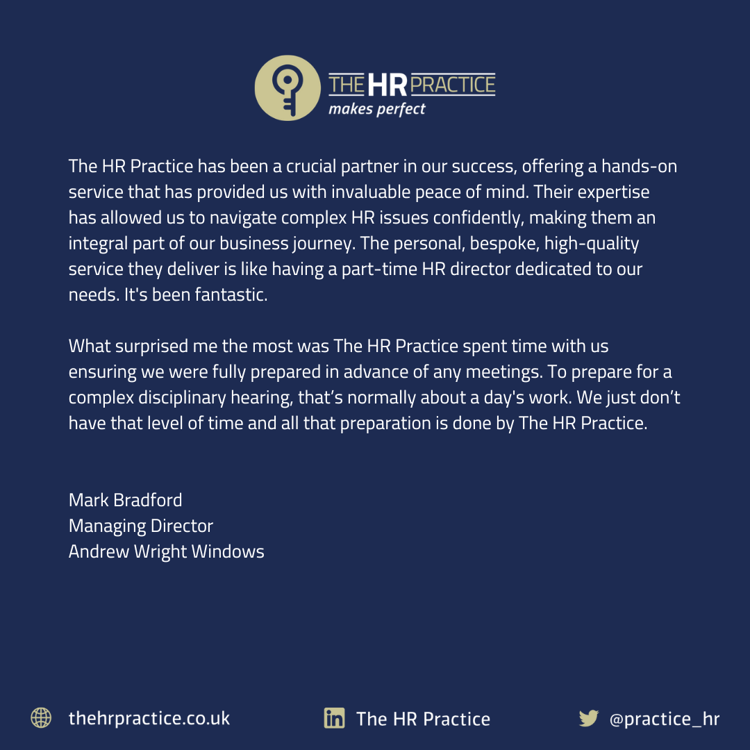 Client testimonial for The HR Practice