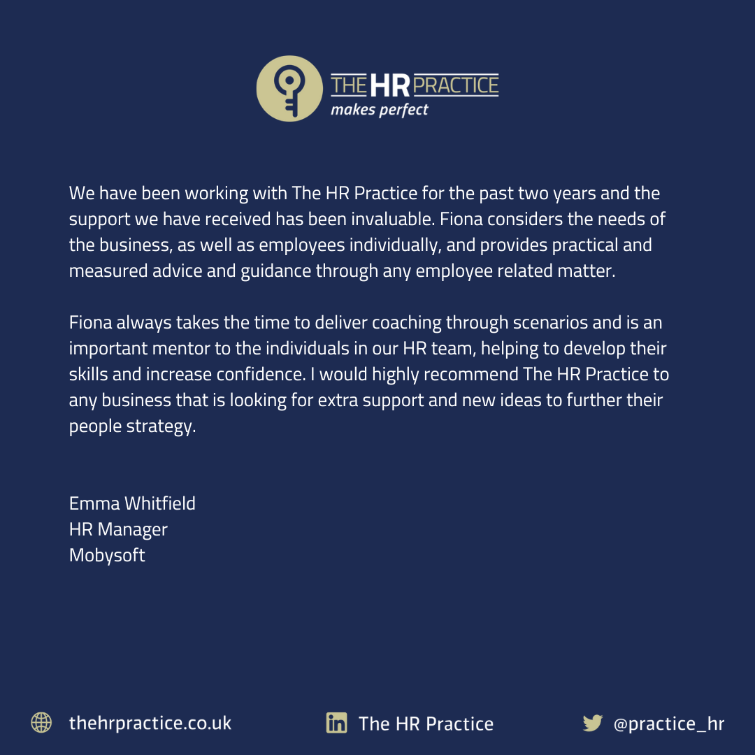 Client testimonial for The HR Practice