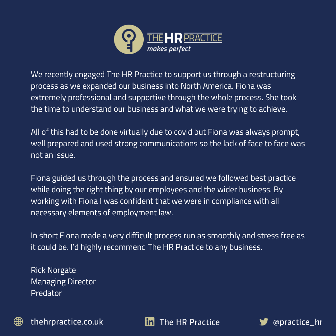 Client testimonial for The HR Practice